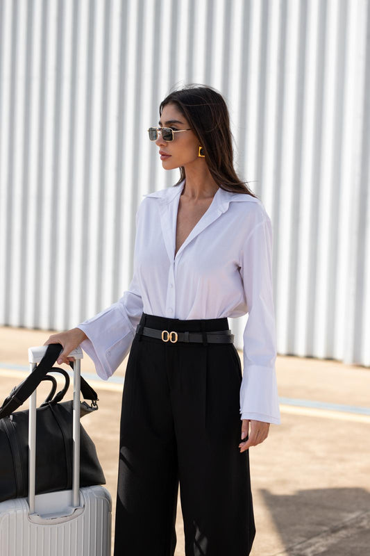 Camisa Branca: Oversized com Punho Amplo