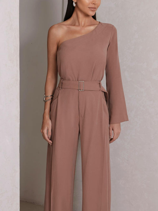 Conjunto Calça Pantalona e Blusa Ombro Único