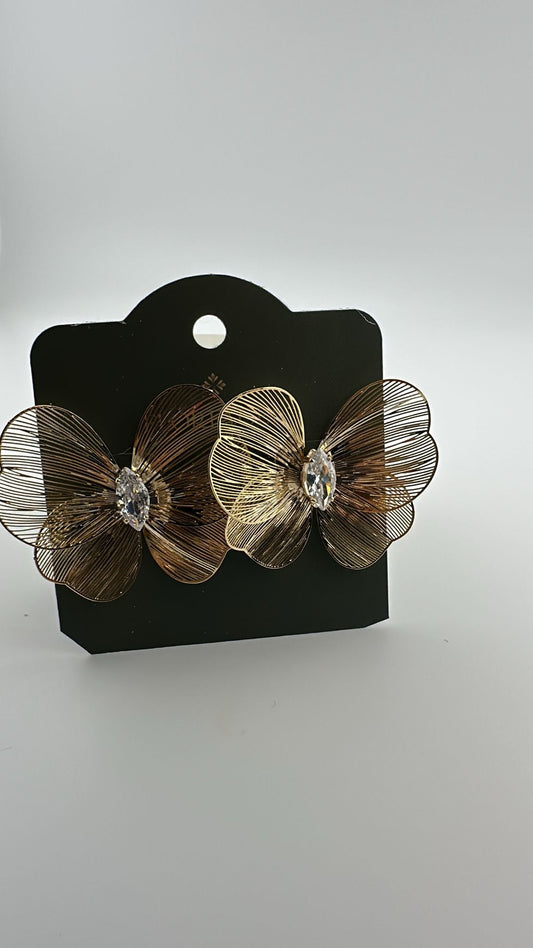 Brinco Semijoia Borboleta Cravejada com Zircônia-Banho de Ouro 18K