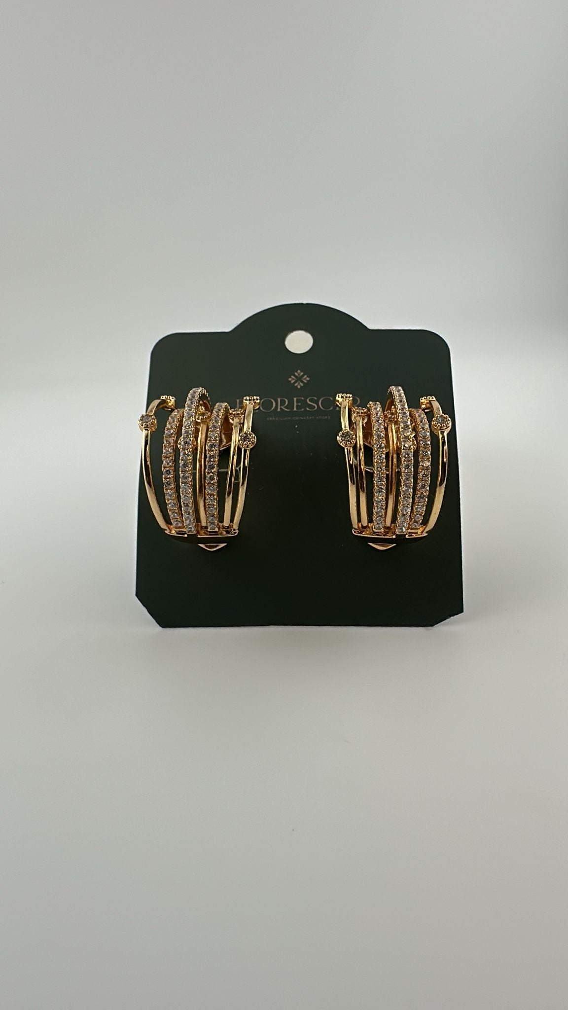 Brinco Semijoia Argola Redonda Brilhante – Cravejado com Zircônia, Banho de Ouro 18K