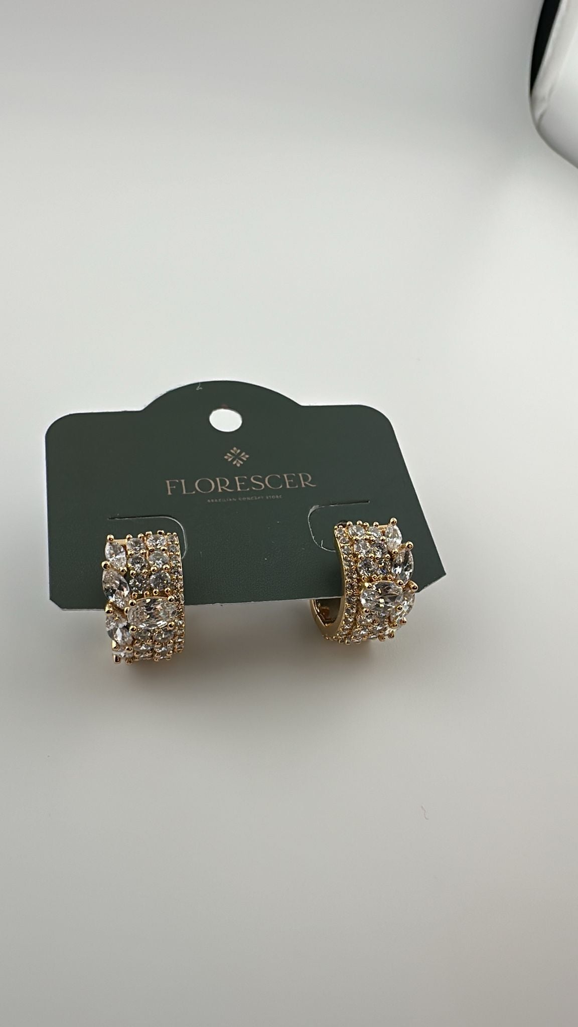 Brinco Semijoia Radiant Circle – Argola Toda Cravejada com Zircônia, Laterais Arredondadas, Banho de Ouro 18K