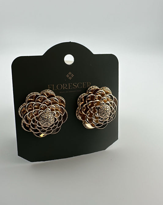 Brinco Semijoia Flor Cravejada com Zircônia – Banho de Ouro 18K