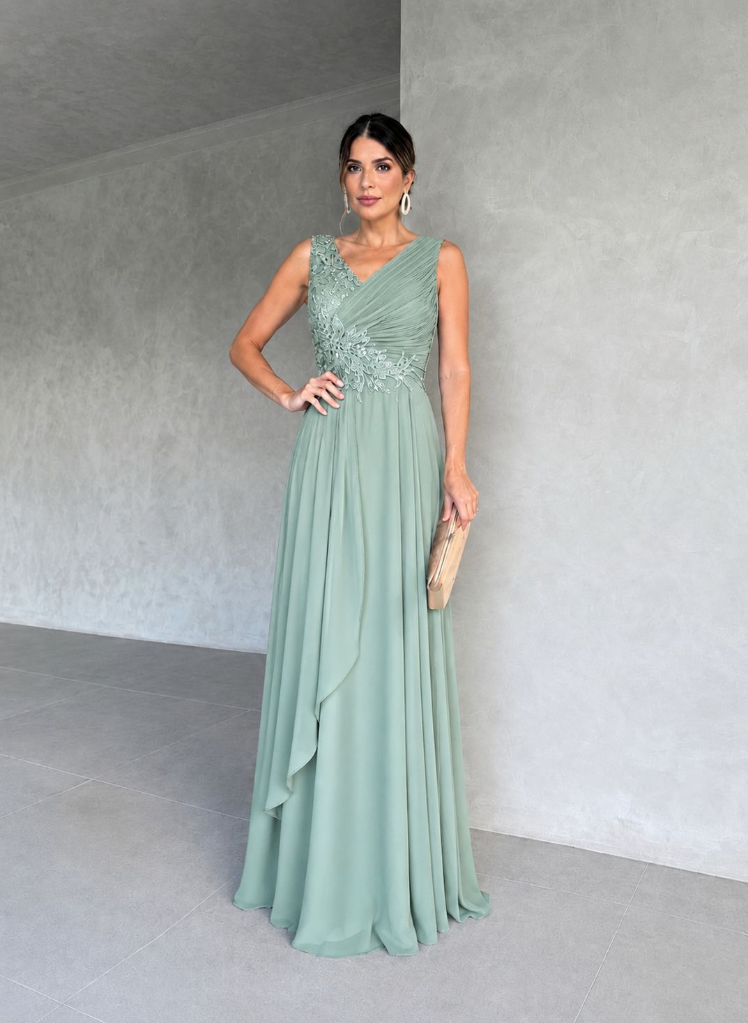 Vestido Longo Celeste Sage