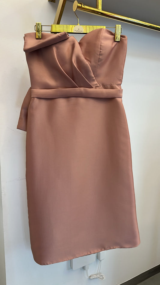 Vestido Tomara que Caia em Cetim Fenda - Rose