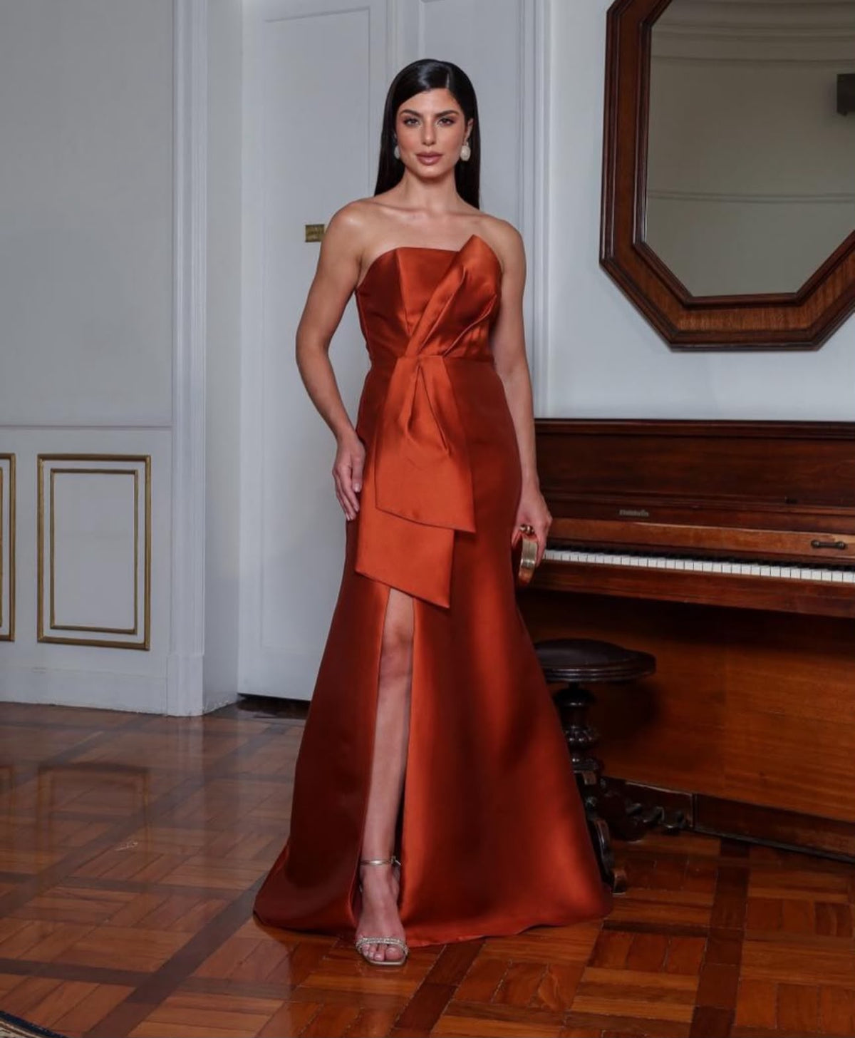 Vestido de Festa Longo Tomara que Caia - Terracota
