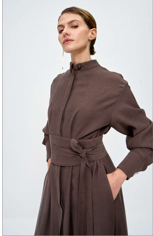 Vestido Logan Chemise Marrom: Vestido longo Marrom