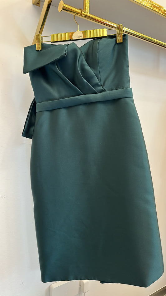 Vestido Tomara que Caia em Cetim Fenda - Verde