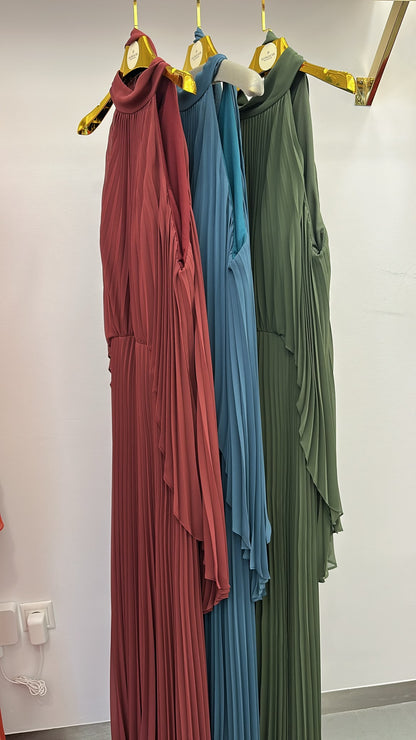 Vestido Longo de Festa em Chiffon com Camadas Assimétricas