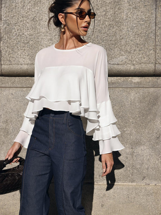 Calça Jeans Wide Leg de Cintura Alta (Lavagem Escura)