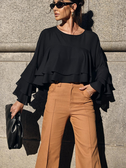 Calça Pantalona de Alfaiataria com Vinco e Barra Moderna