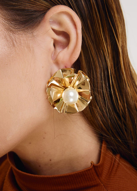 Brinco maxi Flor Dourado