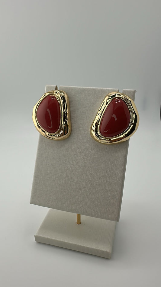 Brincos Esmaltados com Borda Dourada