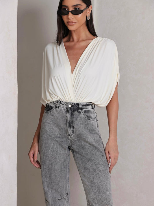 Body Decote Profundo Drapeado "Deusa Grega"