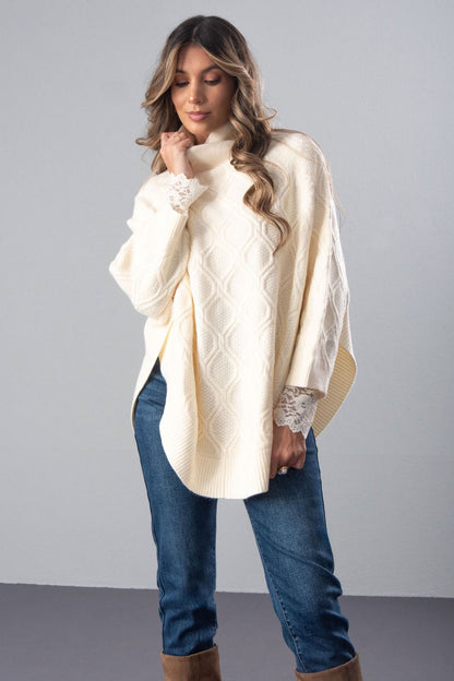 Capa Poncho de Malha Ferrache  - Off-White