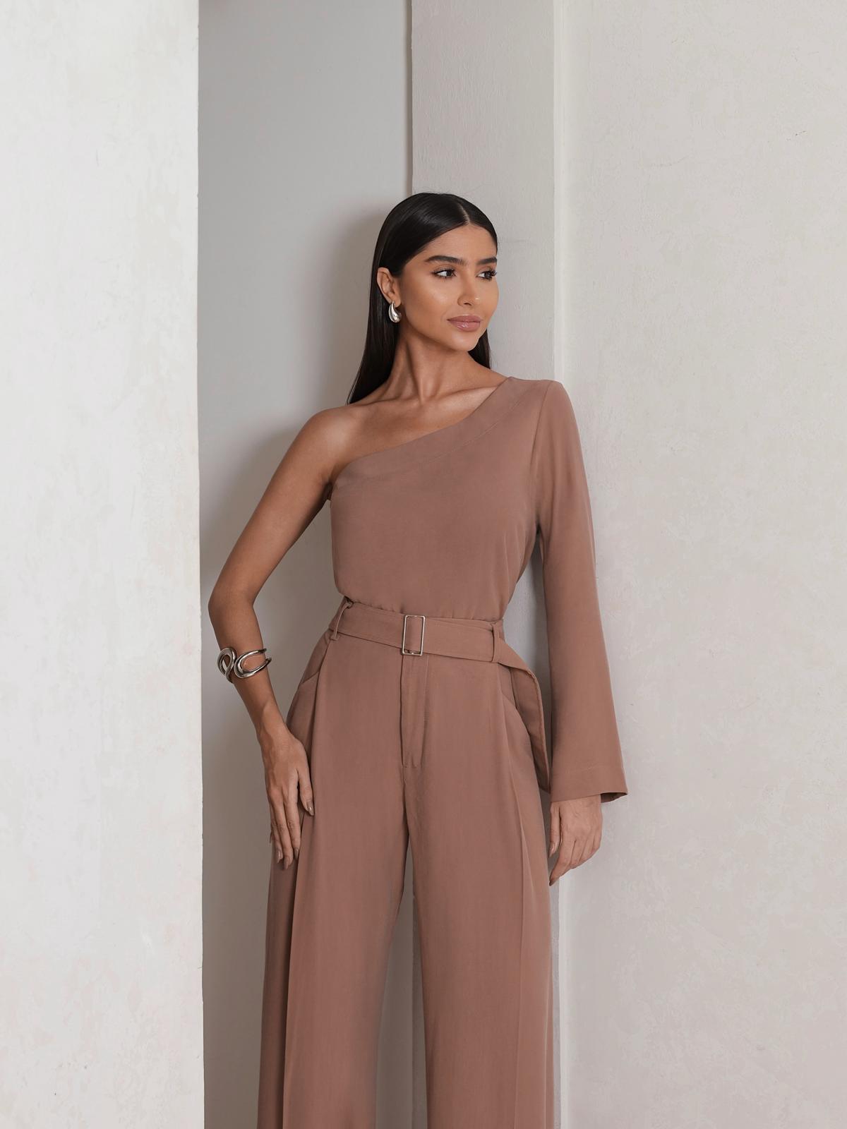 Conjunto Calça Pantalona e Blusa Ombro Único