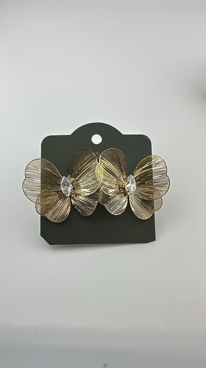 Brinco Semijoia Borboleta Cravejada com Zircônia-Banho de Ouro 18K