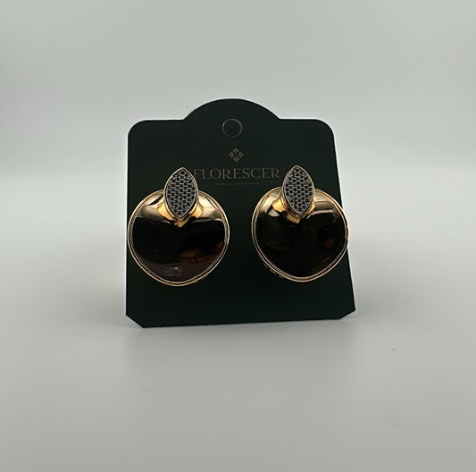 Brinco Semijoia Esfera com Gota Cravejada de Zircônia