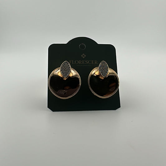 Brinco Semijoia Esfera com Gota Cravejada de Zircônia