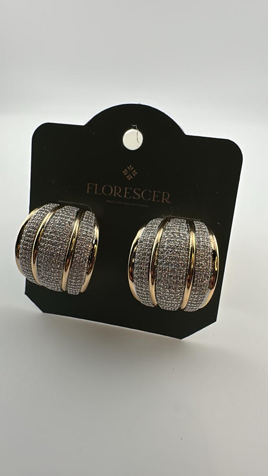 Brinco Semijoia Esfera Cravejada com Zircônia – Banho de Ouro 18K