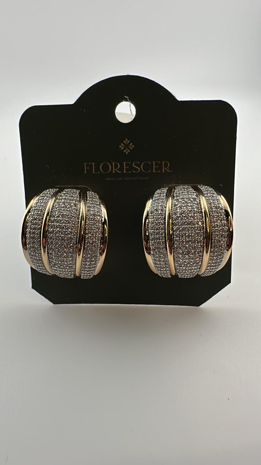 Brinco Semijoia Esfera Cravejada com Zircônia – Banho de Ouro 18K