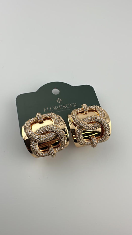 Brinco Semijoia – Argola em Elos, Banho de Ouro 18K