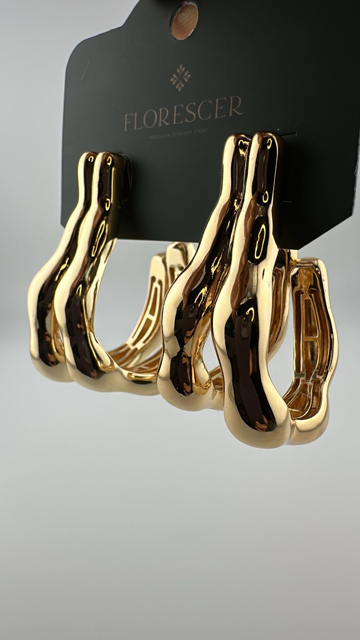 Brinco Semijoia Argola Circula Lux – Conexão de Formas, Banho de Ouro 18K