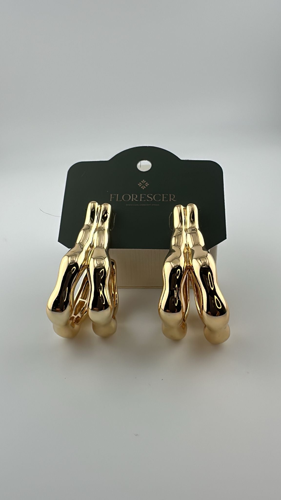 Brinco Semijoia Argola Circula Lux – Conexão de Formas, Banho de Ouro 18K