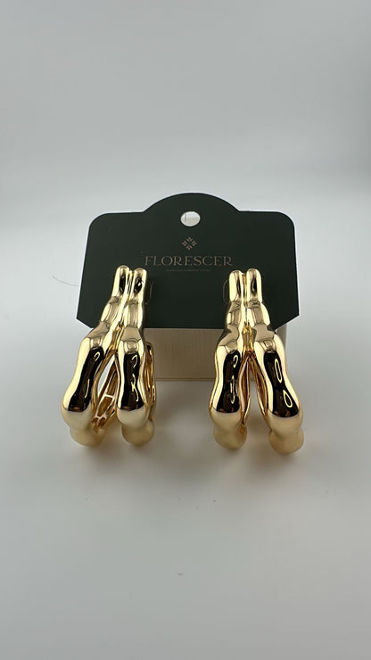 Brinco Semijoia Argola Circula Lux – Conexão de Formas, Banho de Ouro 18K