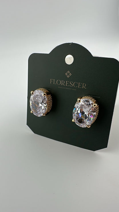 Brinco Semijoia Solitária de Luz – Zircônia Cravejada com Banho de Ouro 18K