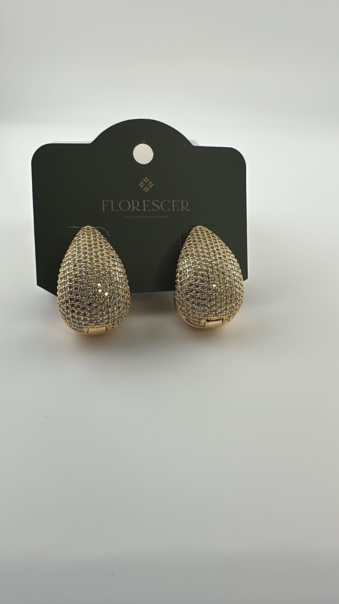 Brinco Semijoia Gota – Pedra de Zircônia, Banho de Ouro 18K e Toque de Elegância