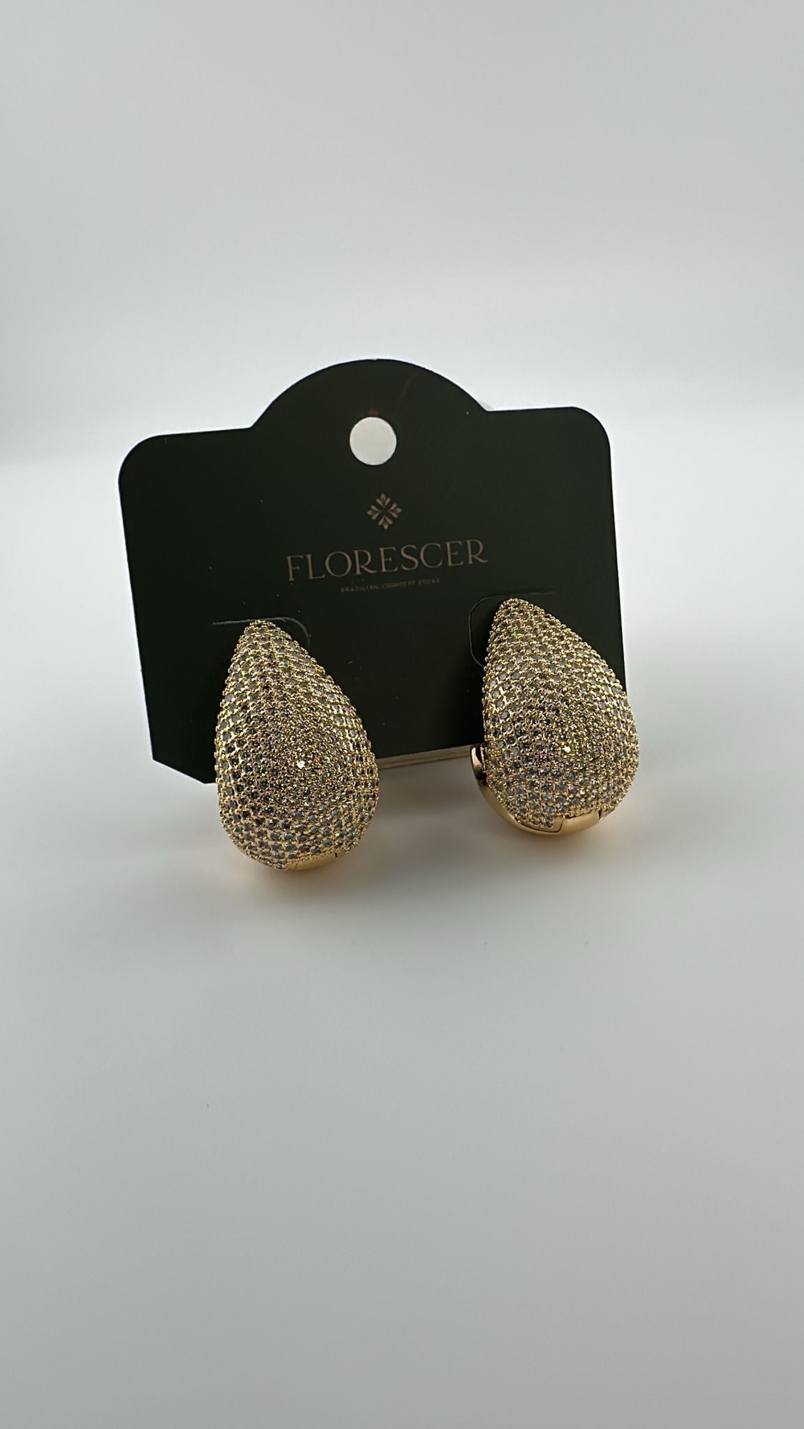 Brinco Semijoia Gota – Pedra de Zircônia, Banho de Ouro 18K e Toque de Elegância