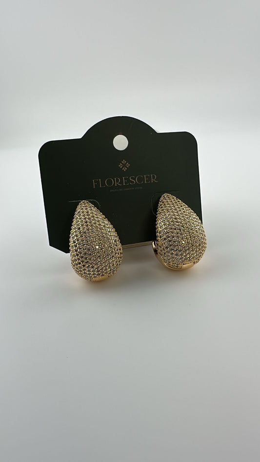 Brinco Semijoia Gota – Pedra de Zircônia, Banho de Ouro 18K e Toque de Elegância