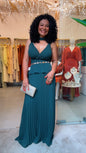 Vestido Longo de Festa em Chiffon com Camadas Assimétricas