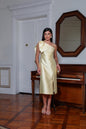 Vestido Tomara que Caia em Cetim Fenda - Amarelo